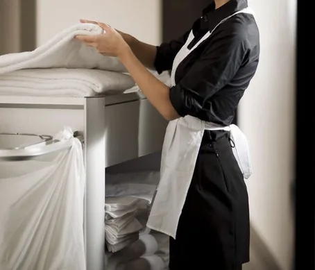Hotel housekeeping with fresh linen